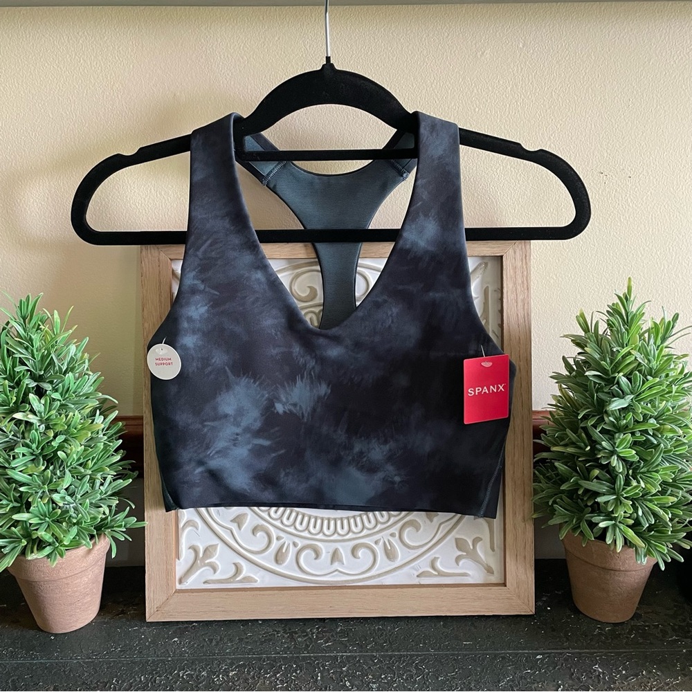 Spanx printed longline sports bra NWT